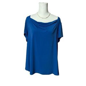 Jaclyn Smith Womans Shirt XL Blue Stretchy Polyester/Spandex